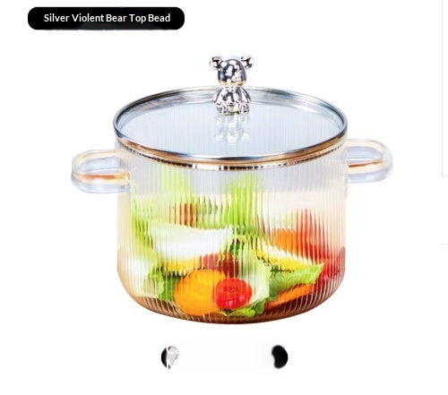 Thick Double-ear Transparent Glass Milk Pot Instant Noodle Bowl Hot Pot Non-stick